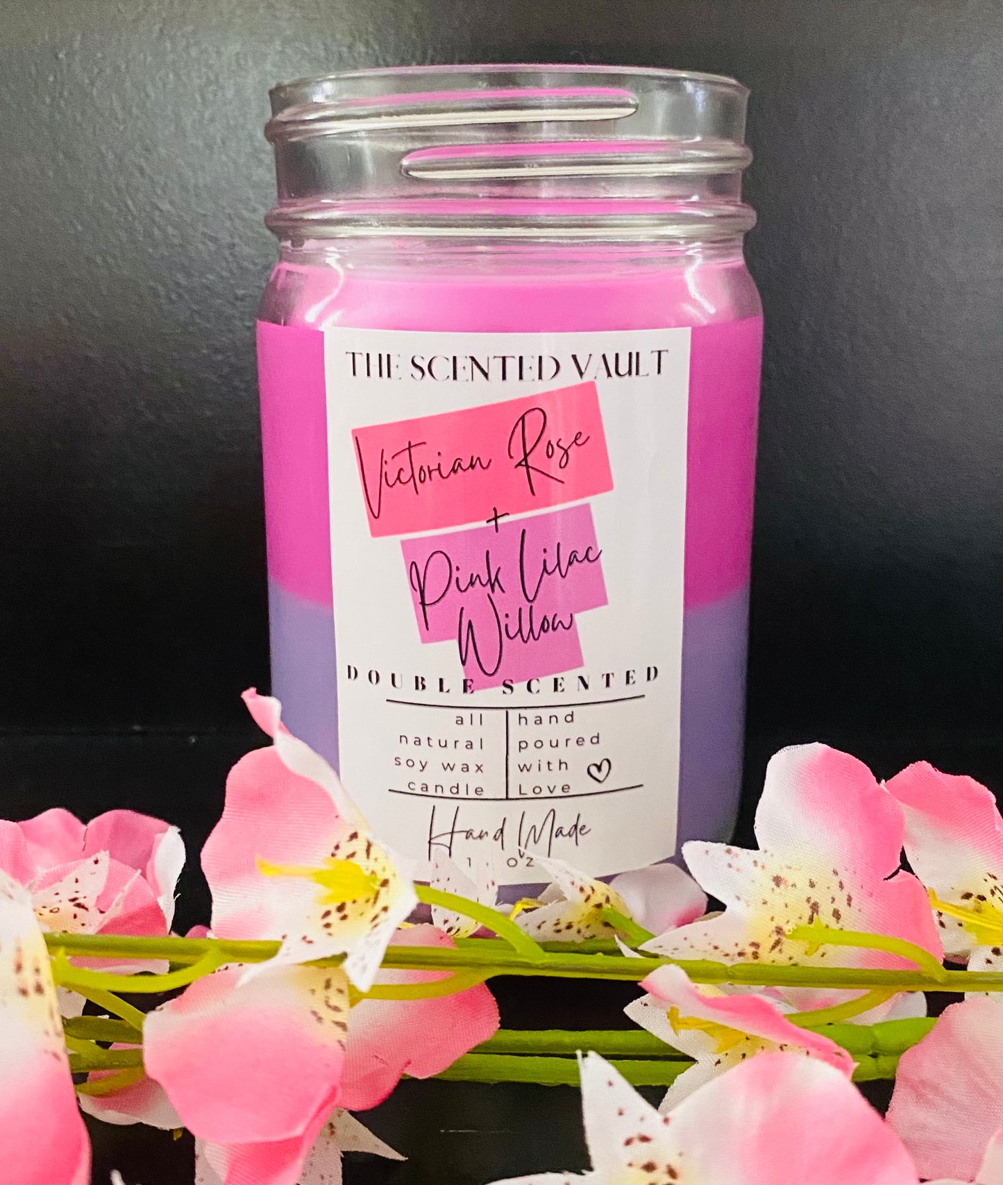 Victorian Rose and Pink Lilac Willow Double Scented Candle