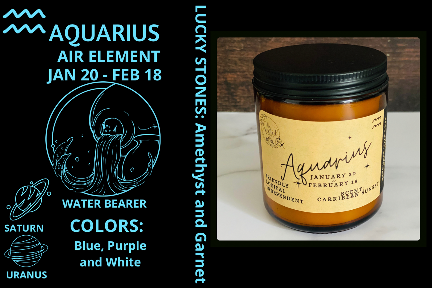 Aquarius Zodiac Candle