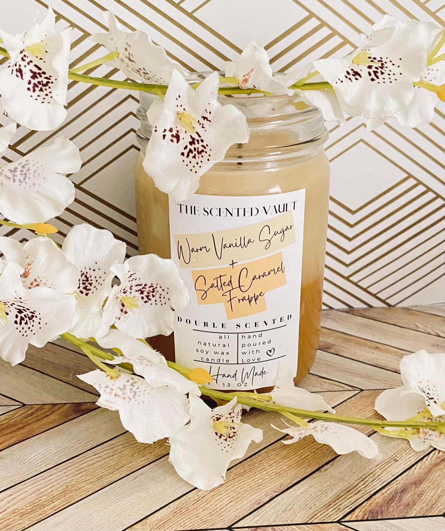 Warm Vanilla Sugar & Salted Caramel Frappe Double Scented Candle