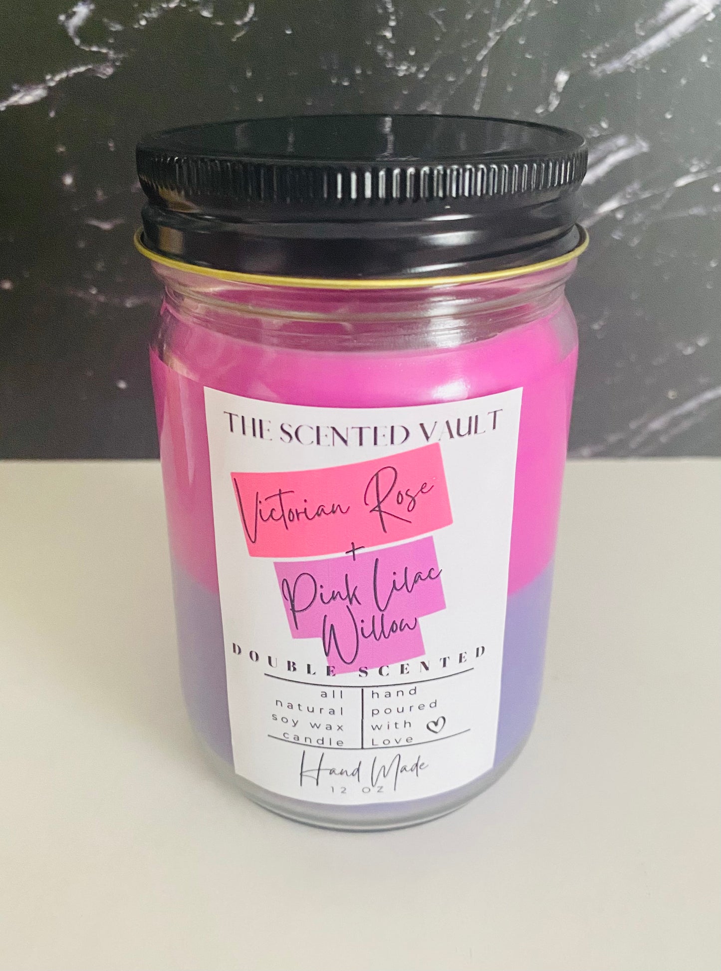 Victorian Rose and Pink Lilac Willow Double Scented Candle