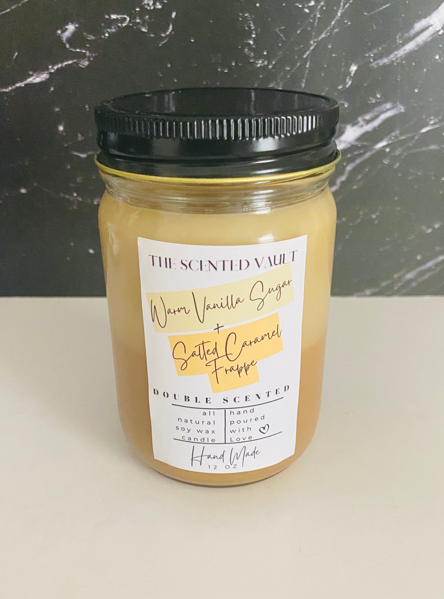 Warm Vanilla Sugar & Salted Caramel Frappe Double Scented Candle